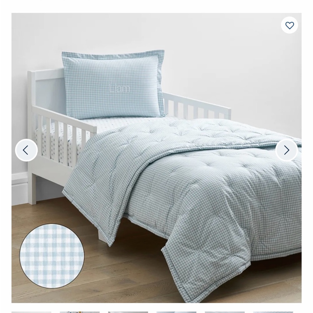 Ditsy Gingham Classic Cool Organic Cotton Percale Toddler Comforter